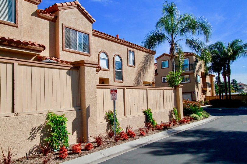 Seacliff Palms Huntington Beach California building near three palm tree house color light brown window glass attached