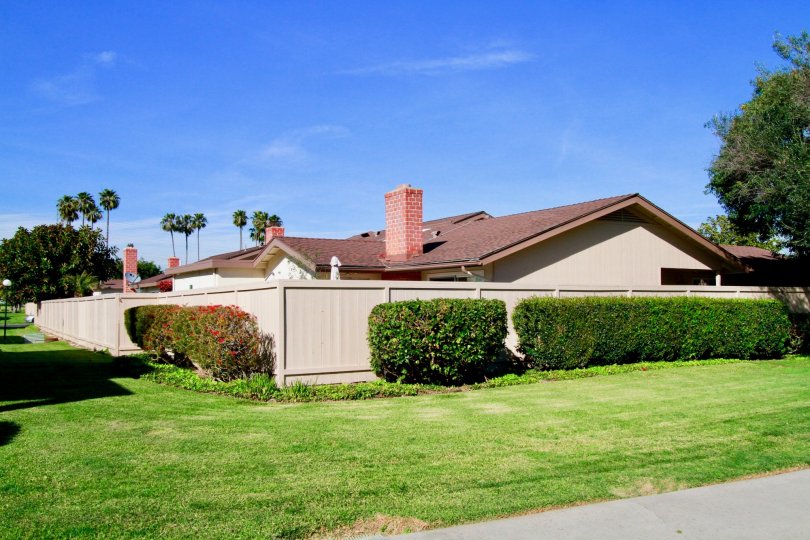 small hedging surrounding a local home in the villa pacifica community