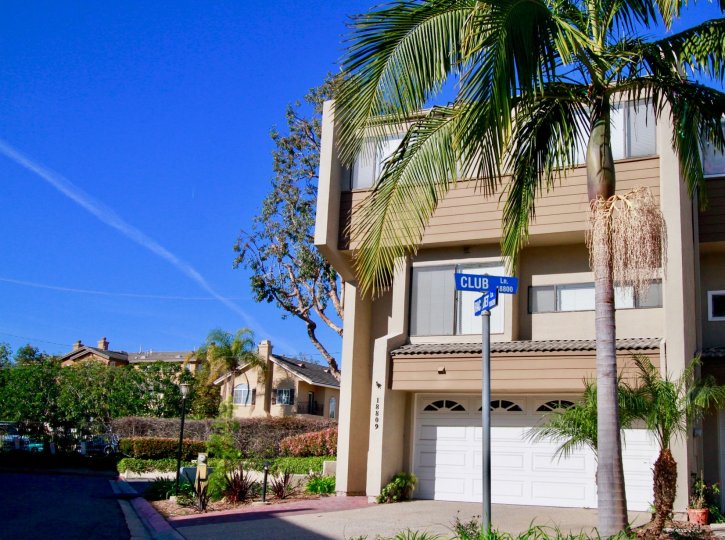A sunny day at Village Court in Huntington Beach, California.