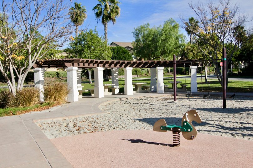 Pleasant day on the playground in the Ladera Ranch, California community of St. Mays Road