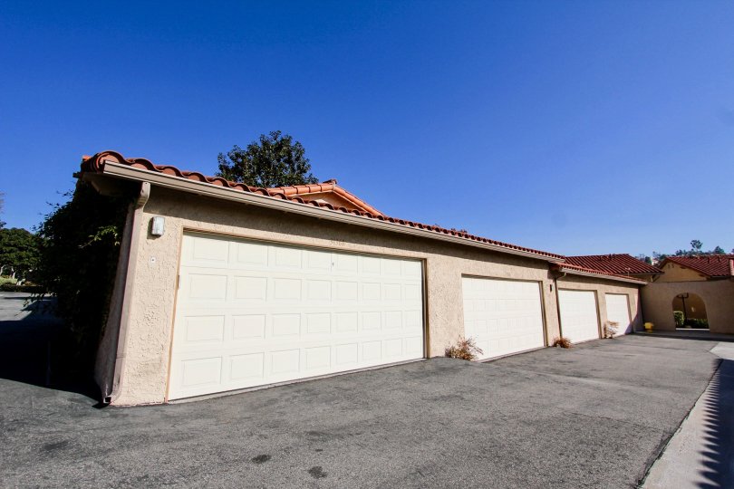 Blue skies over multi-unit garages in West Nine Community of Laguna Niguel, California