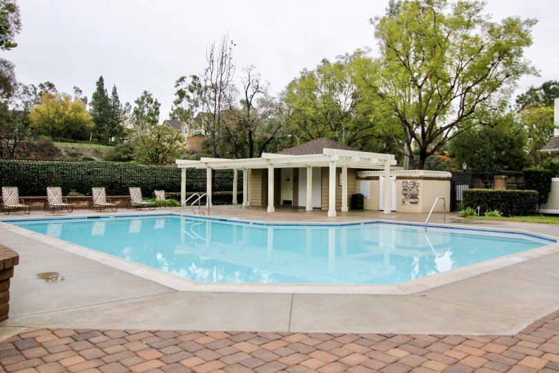a pleasant day in the heatherview with a small room or a building that has swiming pool in front of it