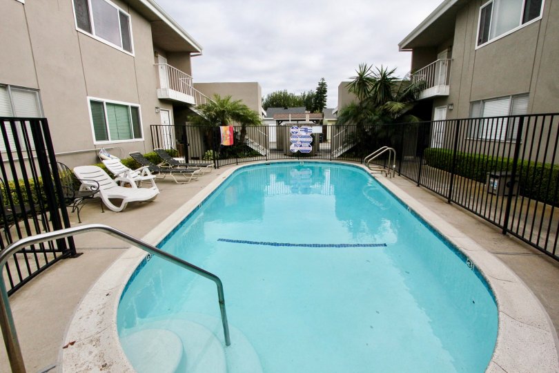 Community pool at Newport Garden Villas in Newport Beach, CA