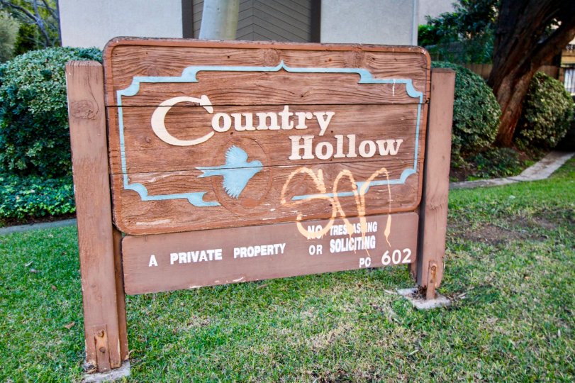 A no trespassing sign in Country Hollow Orange, California