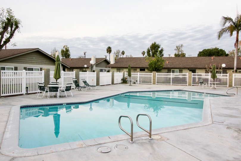 The pool in the Pinewood community on a beautiful day in Orange, California.