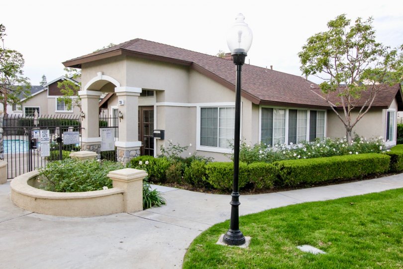 The pool house in the Westbury community of Orange, California.