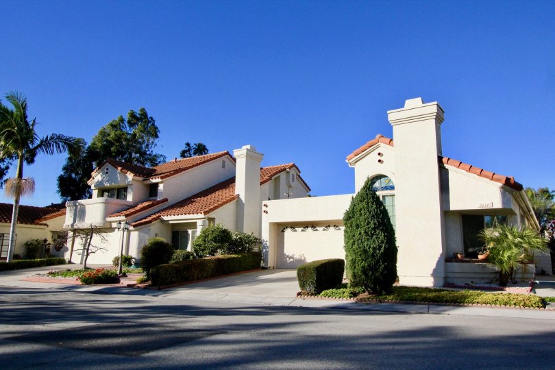 Road with houses in Casitas Del Rio in San Juan Capistrano, CA