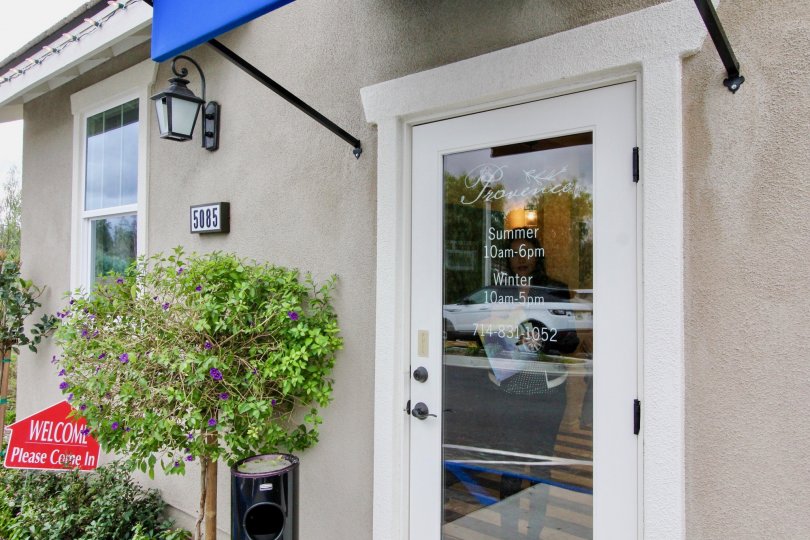 Provence Yorba Linda California with awesome transparent glass door, sign board and lights