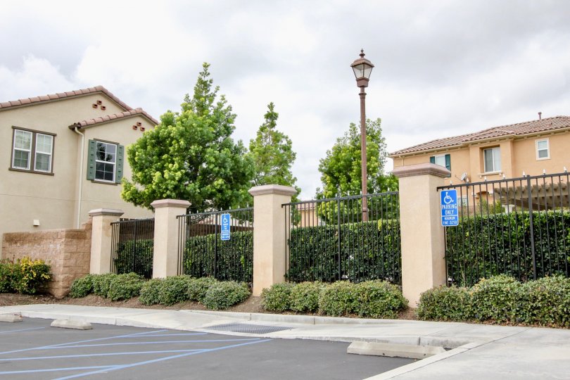 Handicapped parking spaces at the Villaggio Community in Yorba Linda, California