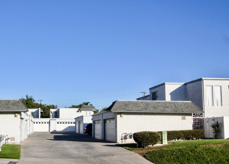 Street view of the building decorated with plants and trees in Autumn Hills
