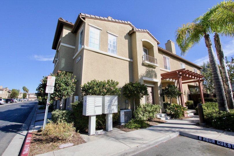 A glimpse at an entrance to the Vista Sonrisa Community from a parking space in sunny Chula Vista, CA