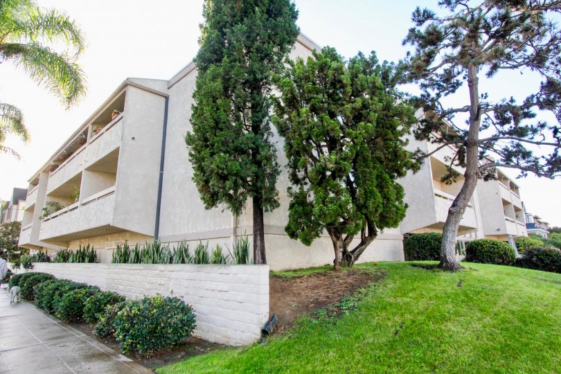 Three story residential units on a hill at Villa Corona in Coronado California