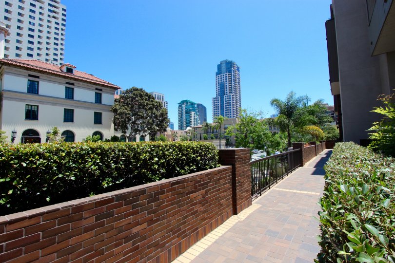 Amazing view from a walkway in Marina Park Downtown San Diego California