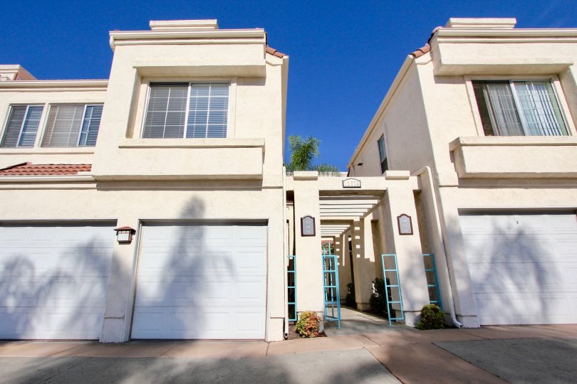 The garages of flats in Rancho Villas, El Cajon, CA
