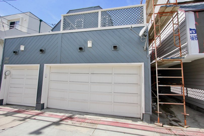 A garage on a sunny day in Devonshire II in Mission Beach, California.