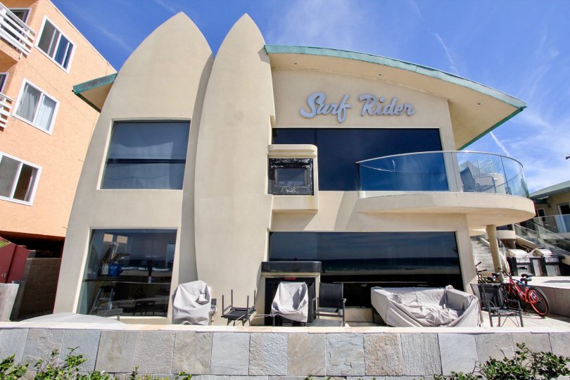 Surf Rider with its sails ready to welcome residents and visitors, Mission Beach, California