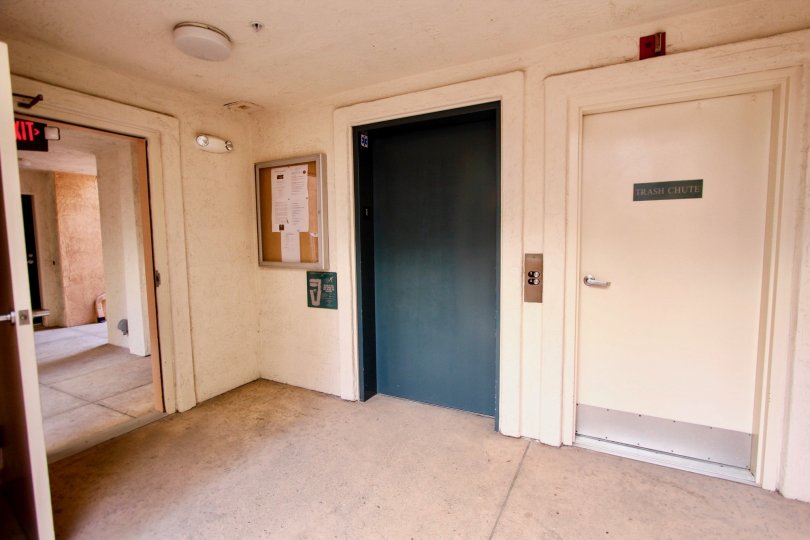 Elevator and vestibule at River Scene in Mission Valley, CA