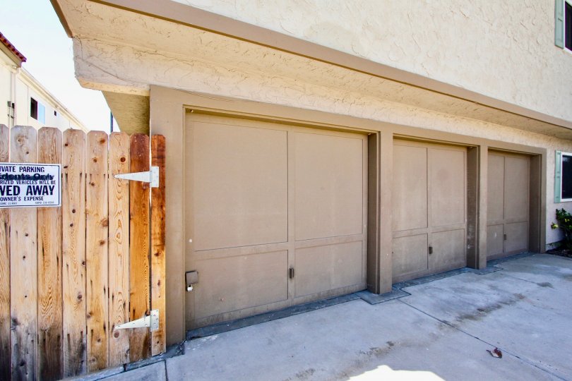Secure garages in Hawley Boulevard community in Normal Heights, California.