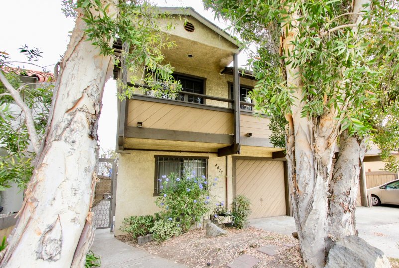 Two story housing with large trees and attached garages at Birchmore in North Park California