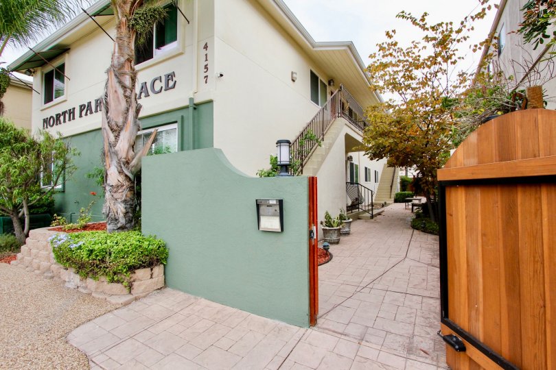 the exterior of North Park Place and the gate and stairwell