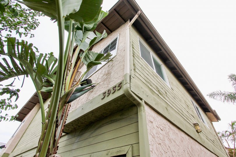 Ground level view of a two story residential building