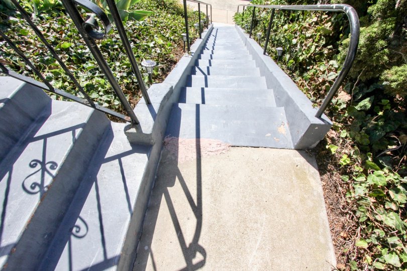 A long set of stairs and gardens surround it on the way to Narragansett Villas in Ocean Beach