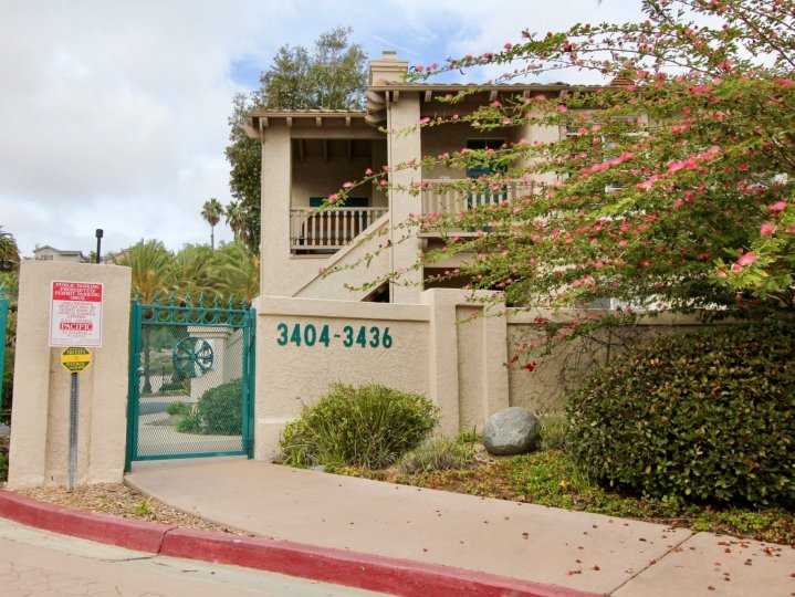 Gated entrance to Lomas De Oro community in Oceanside, California