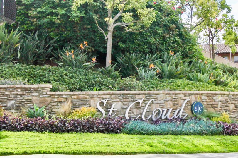 Beautifully landscaped entry at St Cloud at Ocean Ranch.
