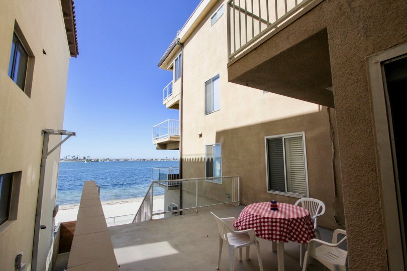 Beachside outdoor dining area at Riviera Terrace in Pacific Beach, California