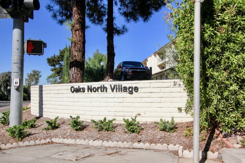 Oaks North Village, Rancho Bernardo, California, white brick wall