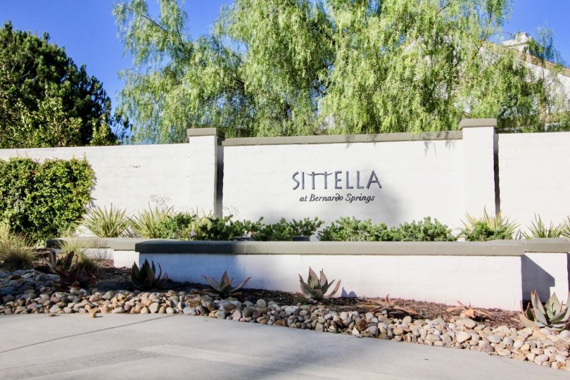 Large white and gray with writing inside Sitella in Rancho Bernardo CA