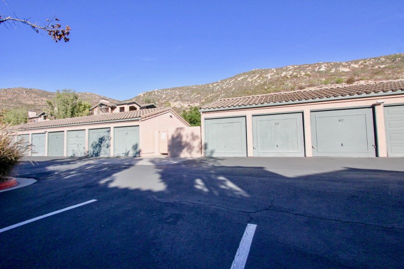 Two garage structures inside The Summit in Rancho Bernardo CA