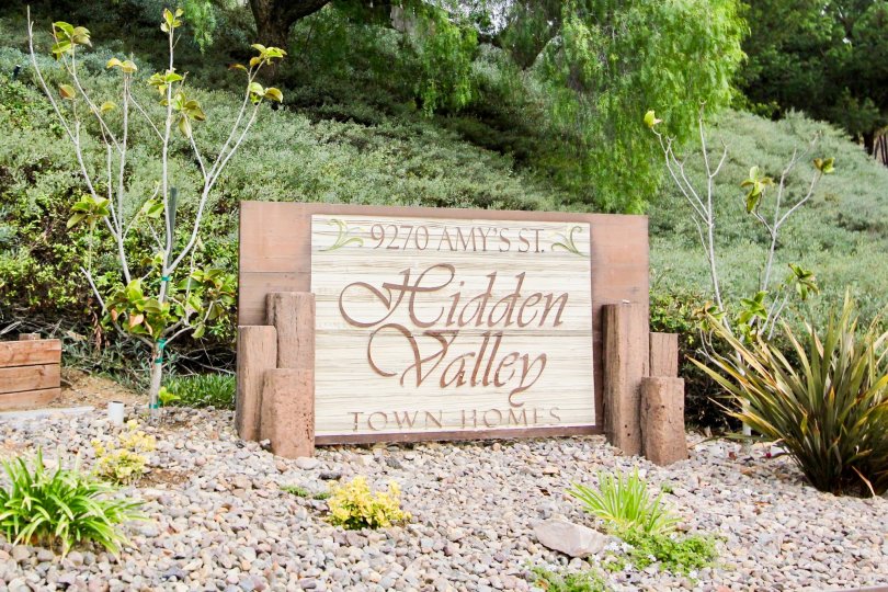 Hidden Valley town homes sign 9270 Amy's St. Spring Valley California