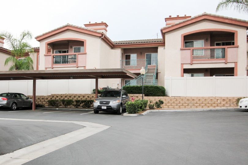 Two story apartment near parking lot at Pointe Lakeview in Spring Valley California