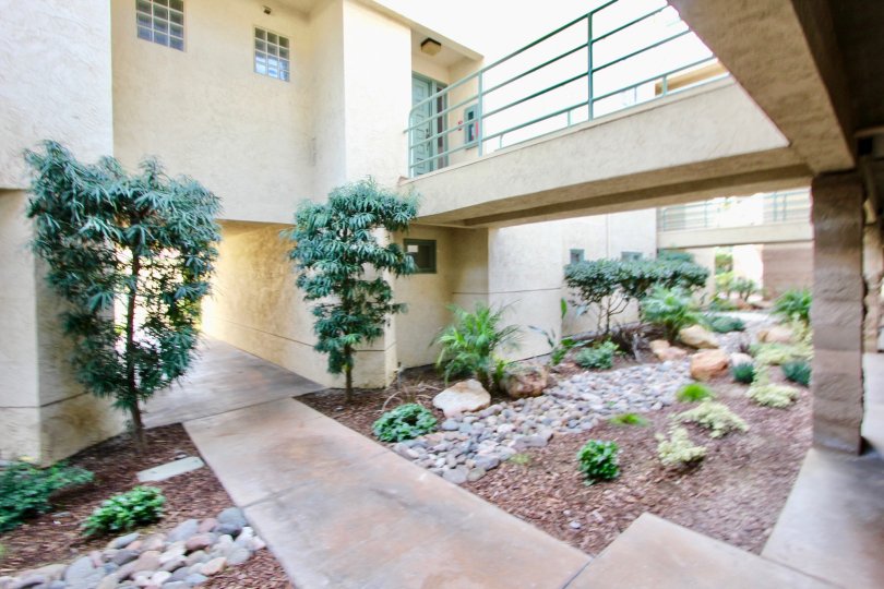 Private courtyard at La Jolla City Club in University City, California.