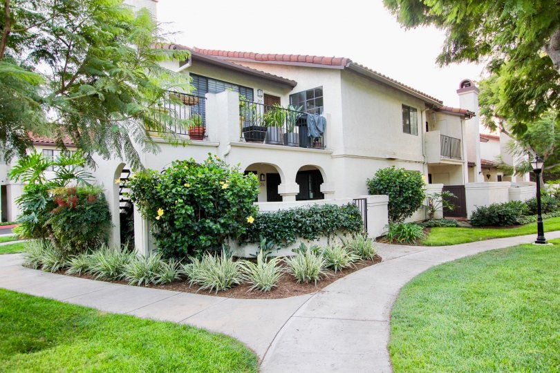 two story housing near walkways and yard at Las Palmas in University city California