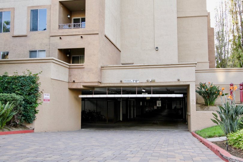 Underground parking at residential building at Villa Vicenza in Uiversity City California