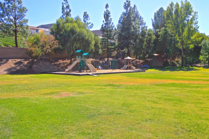 Kids can play tucked away in the private Bear Creek playground